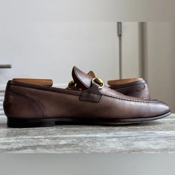 GUCCI JORDAAN Horsebit Leather Loafer Brown 7 / 7.5 US $1050 1953 Brixton - Picture 4 of 11